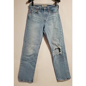 Levis Wedgie Straight Distressed Light Wash Thrashed Jeans Womens Size 26 Grunge